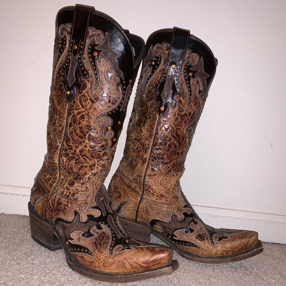 LUCCHESE crystal embellished cowboy boots